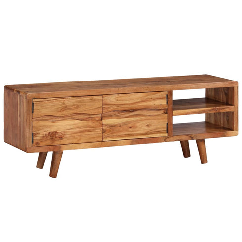 Swen Studio -  TV Cabinet Solid Acacia Wood with Carved Doors 117x30x40 cm
